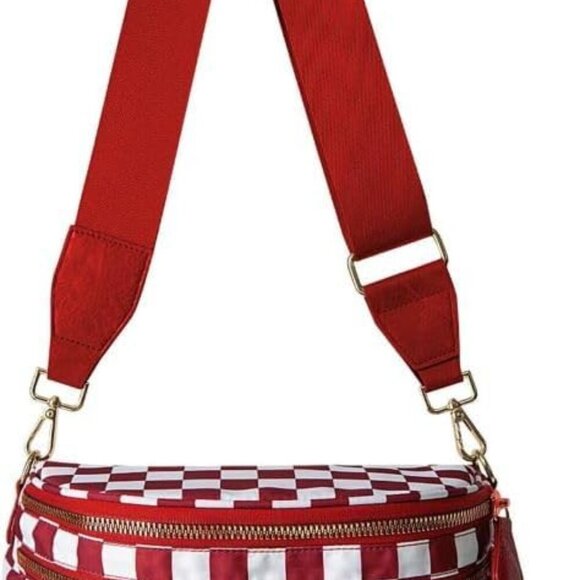 Black and White Checkered Crossbody Bag Bum Bag for Women,Spacious Checkered Pur - Picture 1 of 6